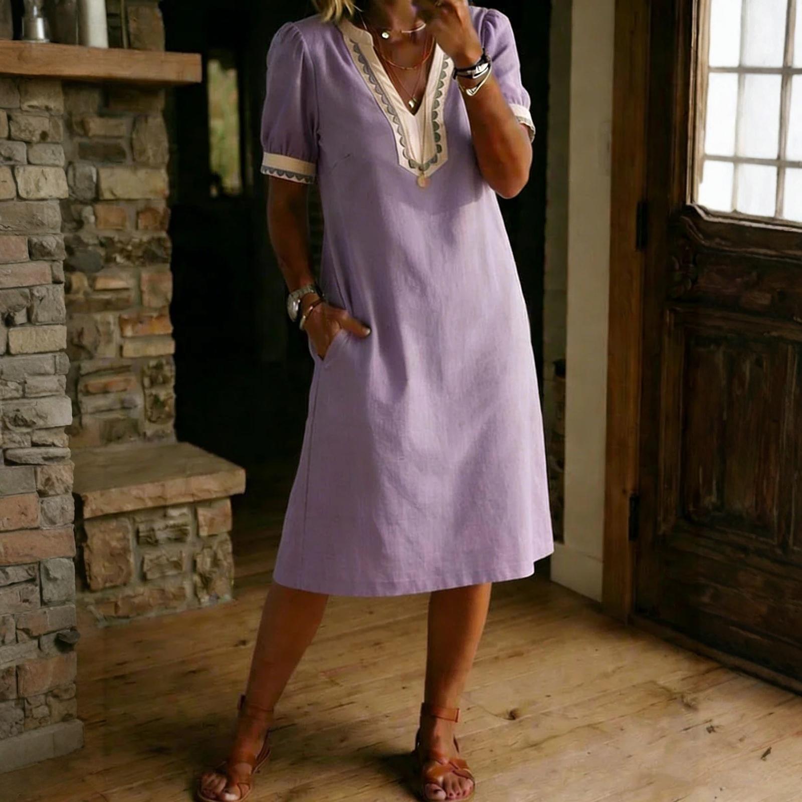 

Ladies Casual And Fashionable Loose Bubble Sleeve Dress XL фіолетовий