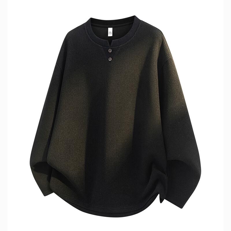 Wassup Sohot Color-Block Henley Collar Pullover Sweatshirt