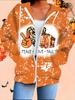 Halloween 3D Printed Hooded Cardigan Plus Size Autumn Winter Retro