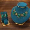 Bohemian Exotic Rhinestone Tassel Necklace & Earrings Set In Antiqued Alloy