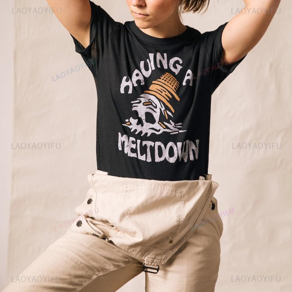 Having A Meltdown Ice Cream Cone Woman Man Printed Tshirt Funny Ice Cream Foodie Cotton Tshirts Hipster Dessert Sprinkles