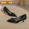High Heels Women's Thin Heels Red Wedding Shoes New Small Heels Soft Leather Shallow Mouth Pointed Single Shoes