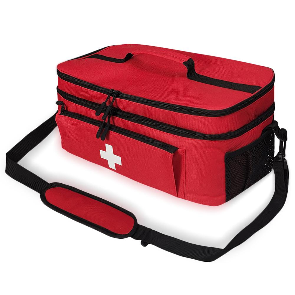

Travel Emergency Kit with Lockable Zippers Medication Organizer Empty Medication Travel Case for Home and Travel красный