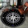 Modern Compass Pattern Round Rug Nautical Adventure Circle Carpet Teens Bedroom Living Floor Mat Home Decor Doormat Chair Pad
