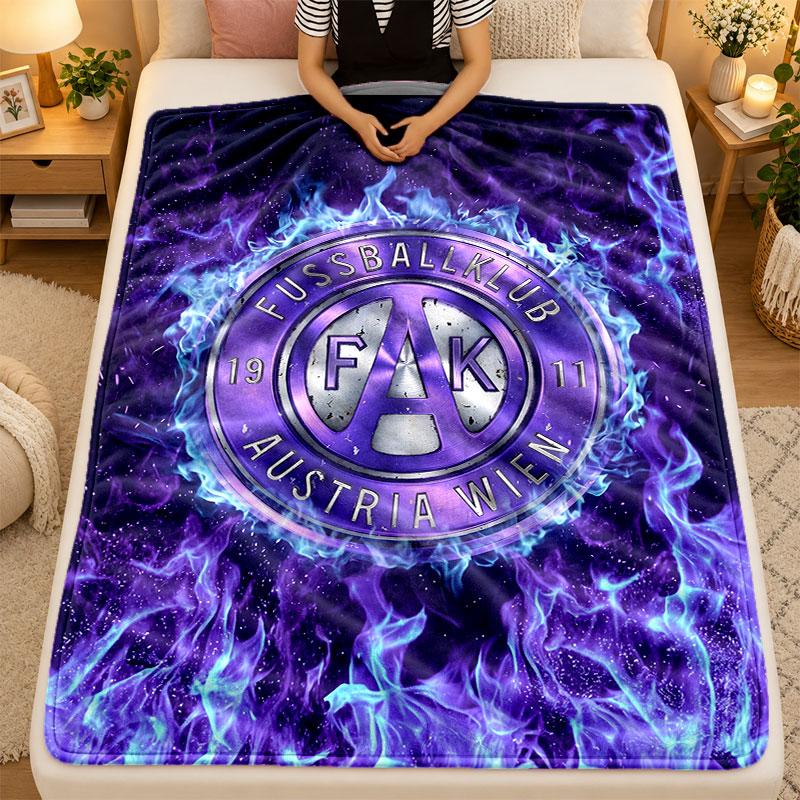 Flannel BlanketAustria Wien FC Warm Soft Throw Blanket for Indoor Sofa Bed Living Room Use