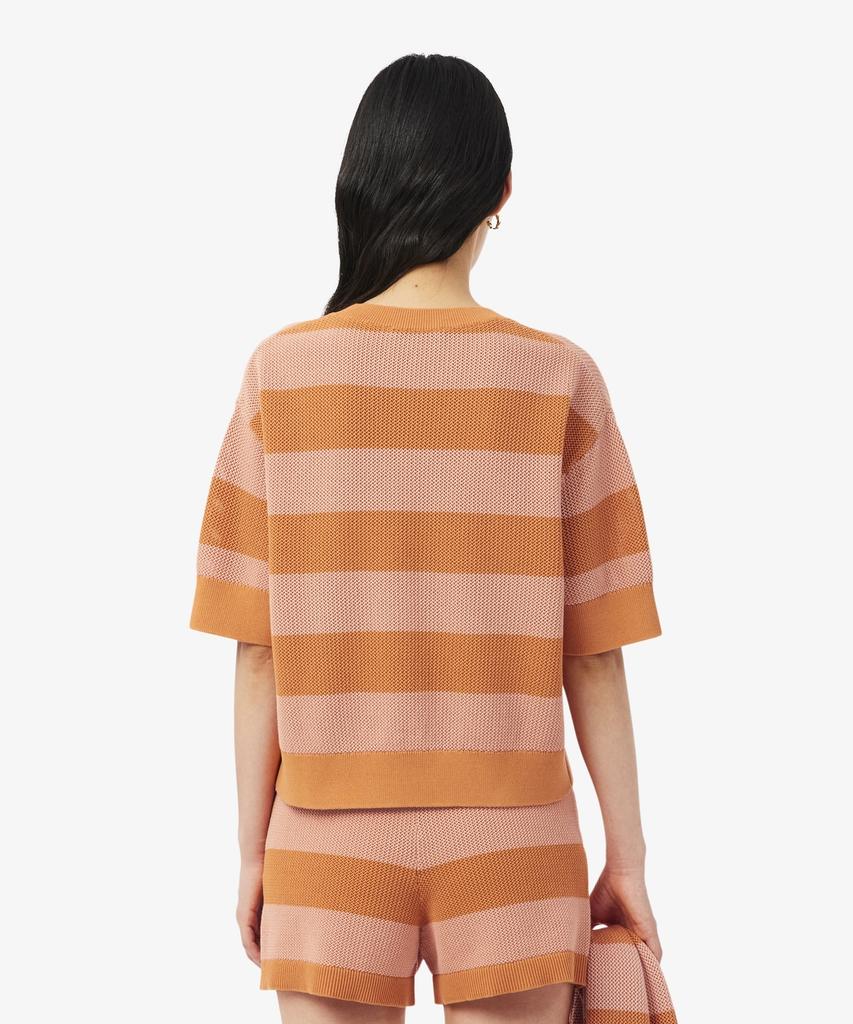 LACOSTE Women'S Summer Striped Short Sleeve Sweater Af9859-56G 4Im
