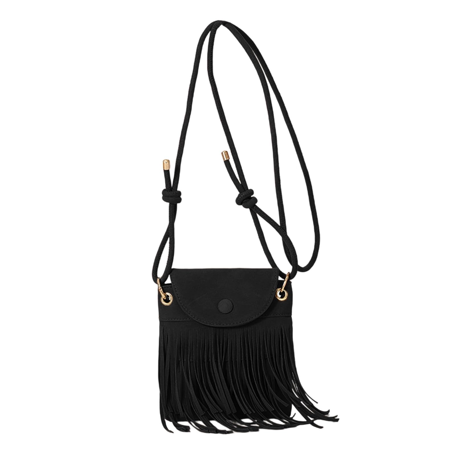 

Suede Fringe Retro Casual Crossbody Single Shoulder Small Square Women s Bag One Size чорний