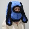 Handmade knitted long-eared rabbit head cover hat balaclava thermal hat European and American ski cold ear protection hat