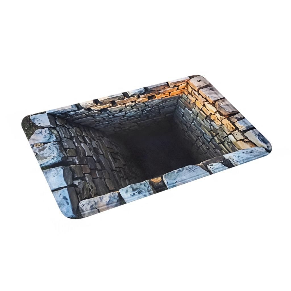 3D Visual Illusion Deep Pit Trap Front Floor Door Entrance Mat Indoor  Kitchen Bath Doormat Bedroom Carpet Rug
