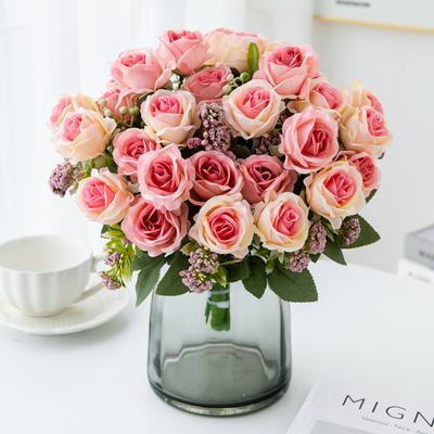 1PC Silk Artificial Flowers Rose Bouquet for Christmas Garden Home Wedding Bridal Bouquet Decoration Diy Gift Flower Arrangement