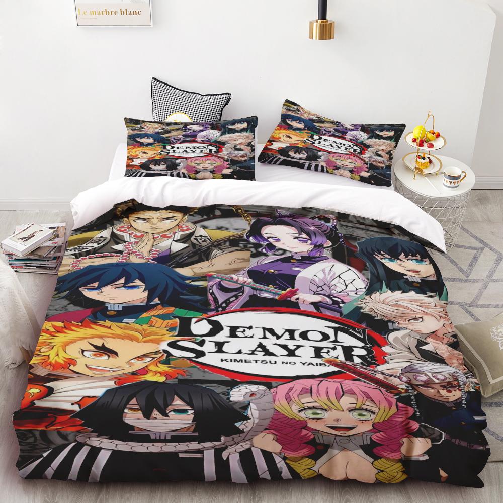 Duvet Cover Demon Slayer Kimetsu No Yaiba Kamado Nezuko Anime Polyester Bedding Set Duvet Cover Set Printed Cartoon Home Decor