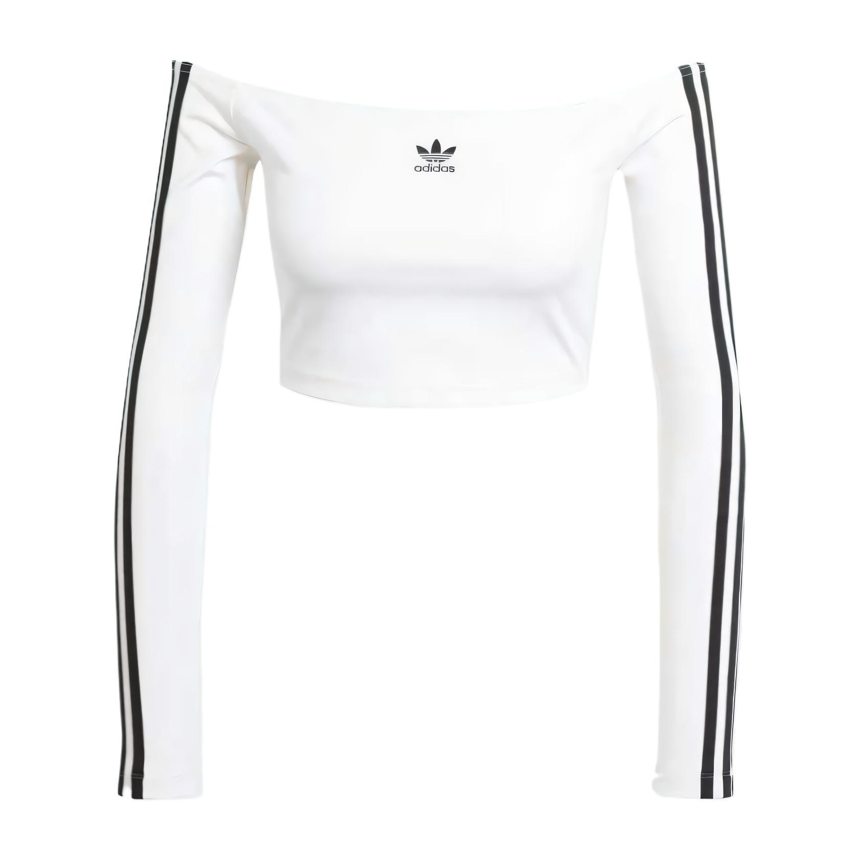 (WMNS) adidas Adicolor Off Shoulder Long Sleeve Long-Sleeve Top Asia Sizing  White  Women s JD0275 L