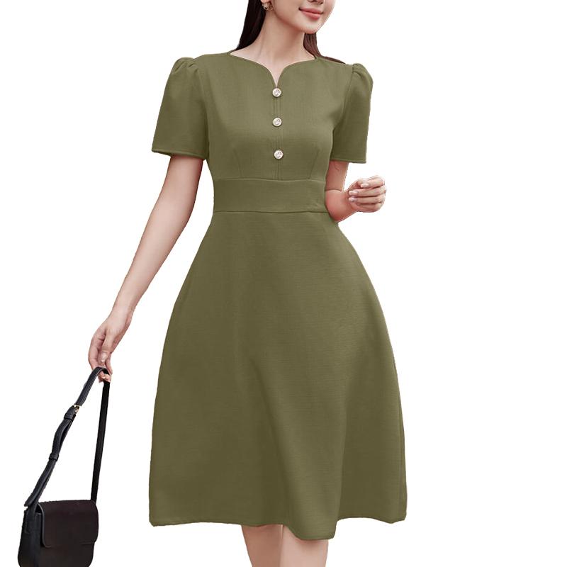 ZANZEA Damen Lässig Rundhals Sommer Kurzarm A-Linien-Kleid