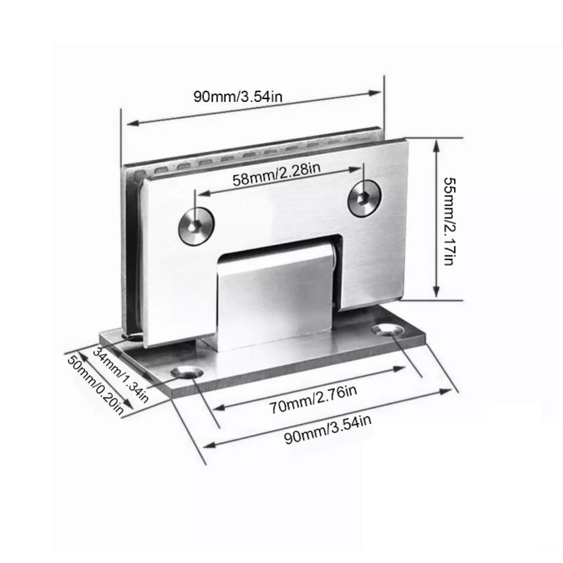 2Pcs Glass Door Hinge Heavy Duty Glass Door 90 Degree Hinges Durable Stainless Steel Bathroom Gate Clamp For Bathroom Toilet