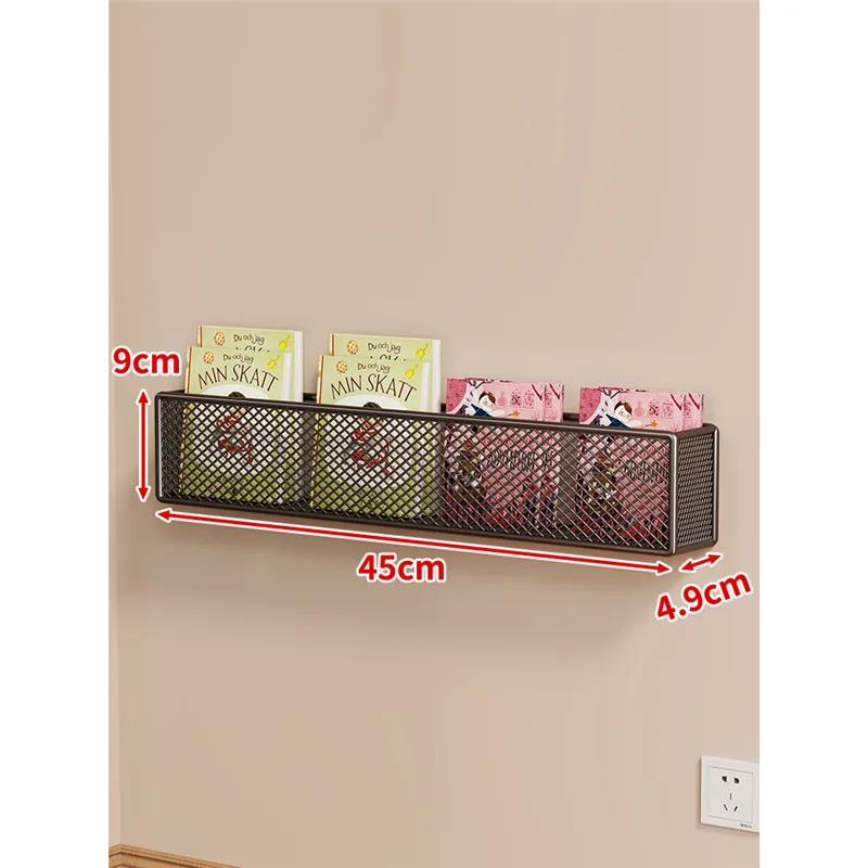 Wall Bookshelf Behind Door Ultra-narrow Simple Wrought Iron Children's Picture Books Book Finishing Rack Wall-mounted Storage