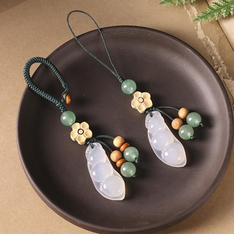 Exquisite Chalcedony Lucky Bean Pendant Symbolizing Fortune And Happiness With Unique Four Season Bean Designs