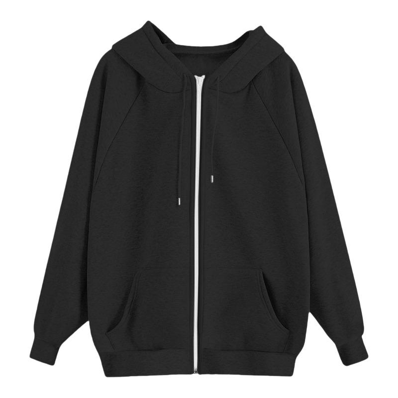 Women's Hooded Sweatshirts Autumn New Lazy Style Casual Loose Zipper Women's Sweatshirts Jackets Fashion Solid Color Streetwear Female Hooded Coats