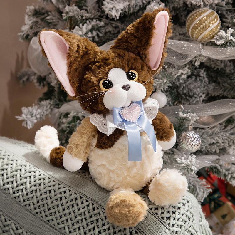 Non-Toxic Lovely Cat Plush With Scarf Soft Stuffed Animal Toy Fluffy Huggable Creative Birthday Christmas Gift Kawaii Room Decor