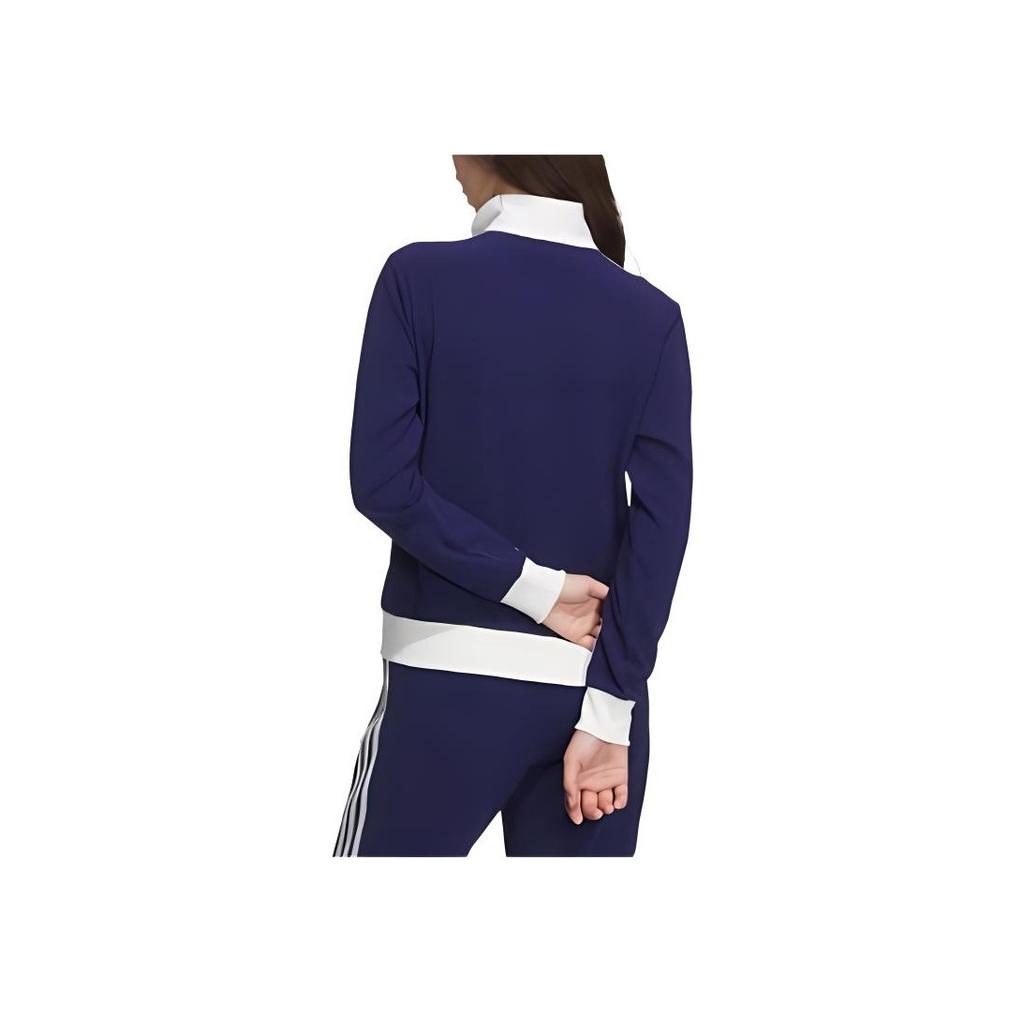 Adidas Originals Zip Collar Striped Jacket Women Jacket Deep-Blue Han-Jade-White JX2802