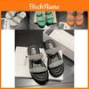 Trendige Damen-Sommer-Schiebesandalen in Orange, Weiß, Grün und Schwarz mit stilvollen Strasssteinen und dickem Sohlendesign, perfekt für lässige Ausflüge und