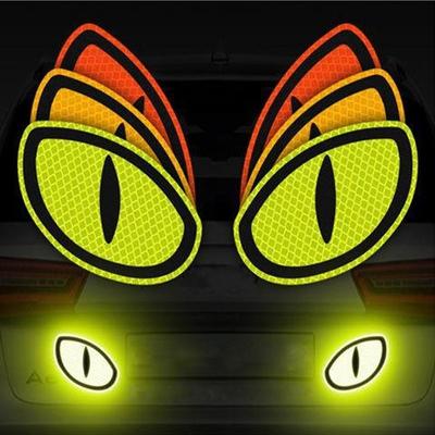 2pcs Waterproof Auto Parts Safety Sign Warning Tape Bumper Sticker Eye Sticker Reflective Sticker Car Sticker Decal ZPG
