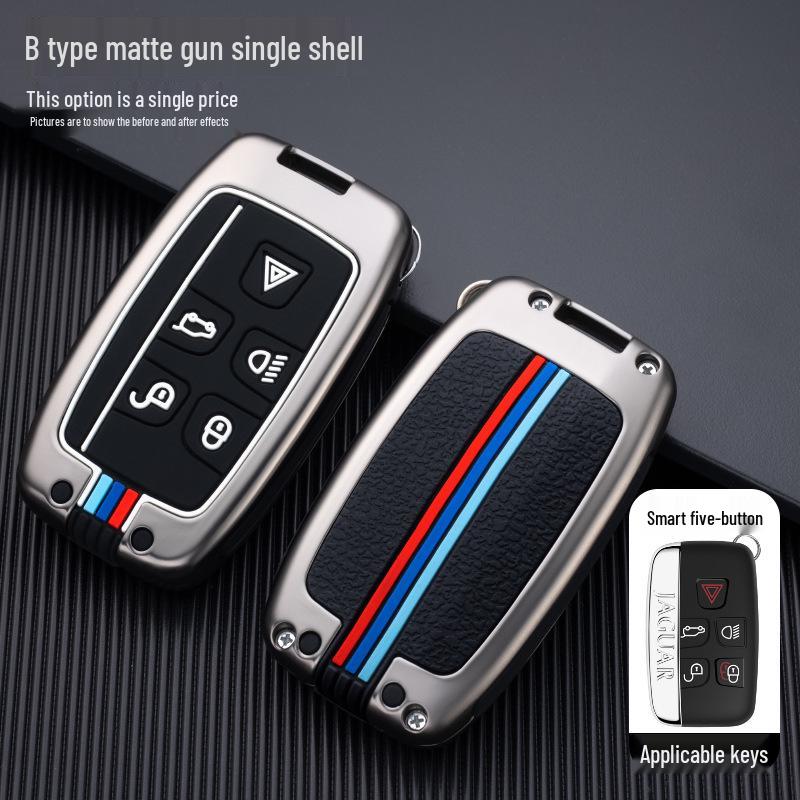 Compatible Jaguar Key Case for 22 Models: XEL, XFL, F-PACE, E-PACE, XF - Metal Shell, Key Set, Buckle Included