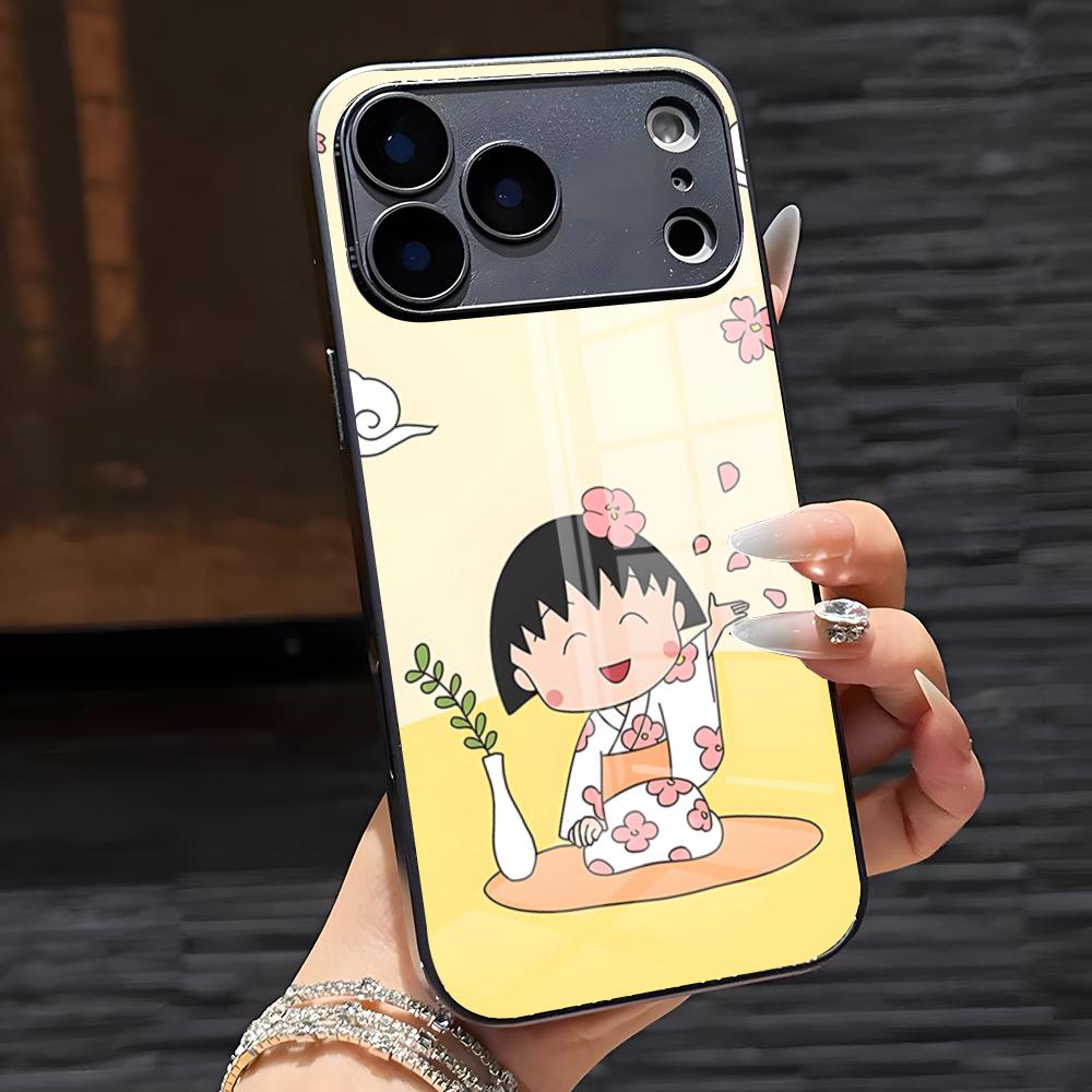 Chibi Maruko-chan Phone Case For IPhone 17 Pro Max 16 15 14 Pro Max 13 11 X Xs Xr 8 7Plus Glass Cover