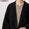 INCERUN Men Batwing Sleeve Open Front Thin Kimono Cardigan Tops