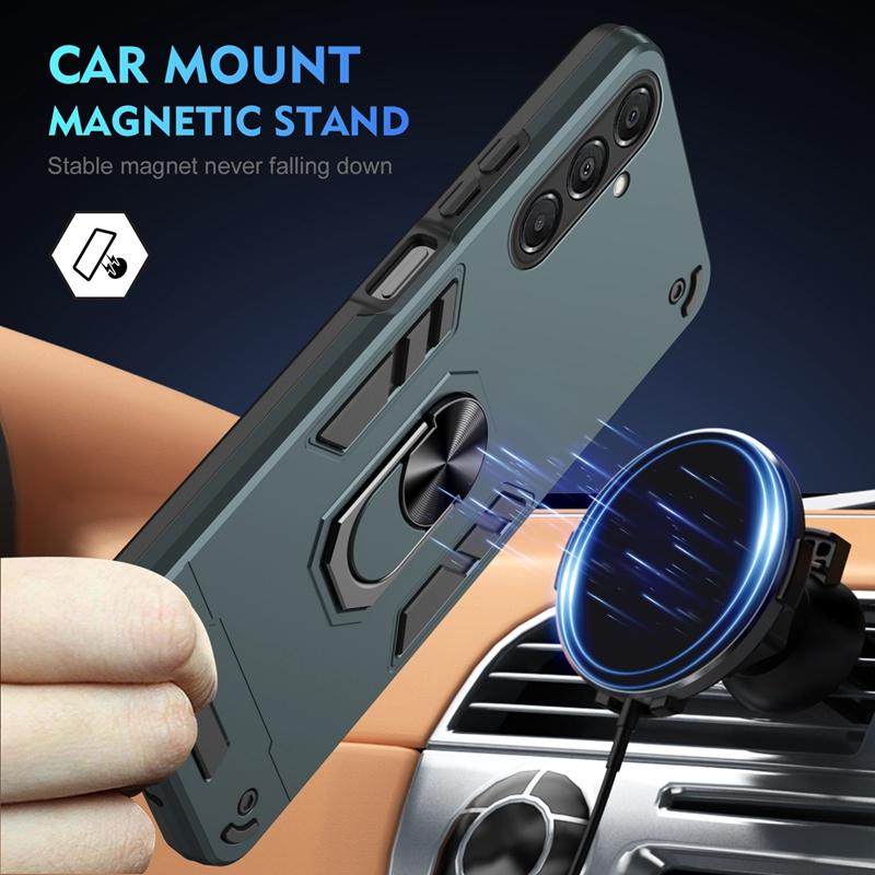 Pentru husă Samsung Galaxy A17 5G, husă armură rezistentă la șocuri, suport auto, inel magnetic, husă telefon pentru Galaxy A17 A 17 GalaxyA17, protecție obiectiv