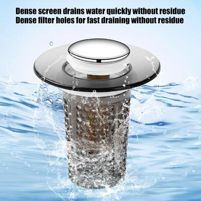 Bathroom Bouncing Sink Filter Anti-clog Press Pop-Up Core Drain Filter Pop-Up Sink Drain Strainer For Shower Kitchen Laundry