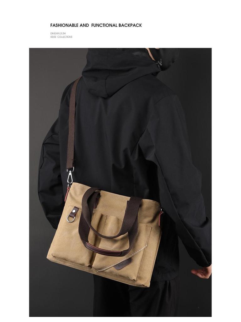2024 Trendy Canvas Commuter Handbag - Large Capacity, Simple Shoulder & Messenger Bag