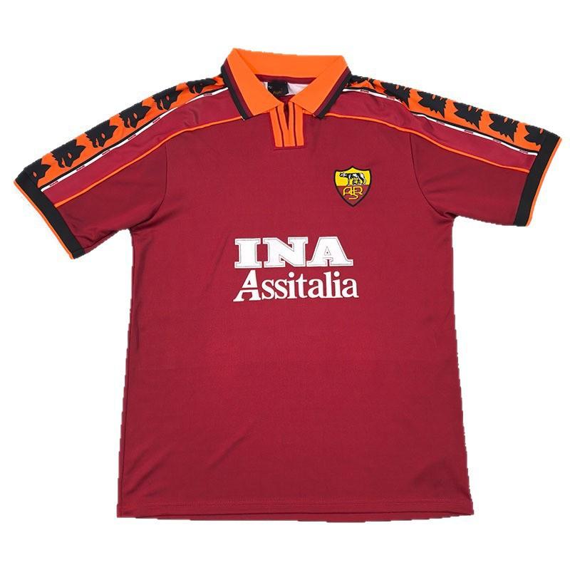Vintage 1998-99 AS Řím Domácí Krátký Rukáv Fotbalový Dres Pánský Bambusové Vlákno Výkonnostní Súprava