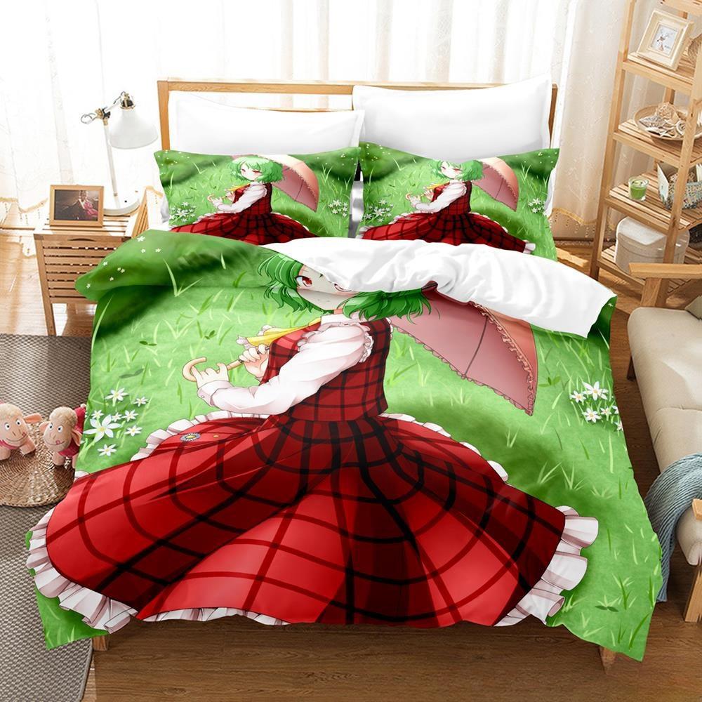 3D Druck Anime Kawaii Mädchen Yuuka Kazami Bettwäsche Set Einzelbett Twin Full Queen King Size Bettset Erwachsene Kind Schlafzimmer Bettbezug Sets