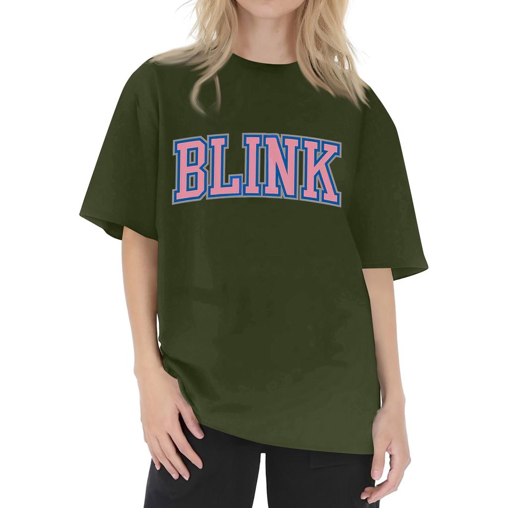 Damski T-shirt z krótkim rękawem i nadrukiem z okrągłym dekoltem