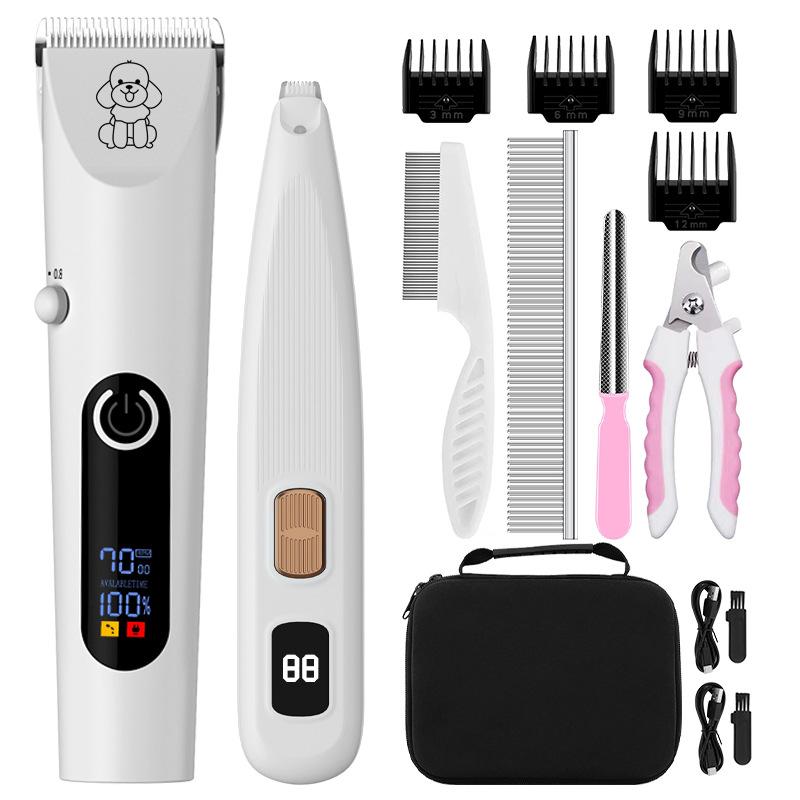 Pet Hair Electrical Grooming Trimmer Cats Dogs Polish Grinding Electric Clippers Pusher USB Rechargeable Cleaning Accessories