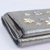 JIMMY CHOO Star studs Tri-fold wallet Metallic Silver Calfskin Women Used