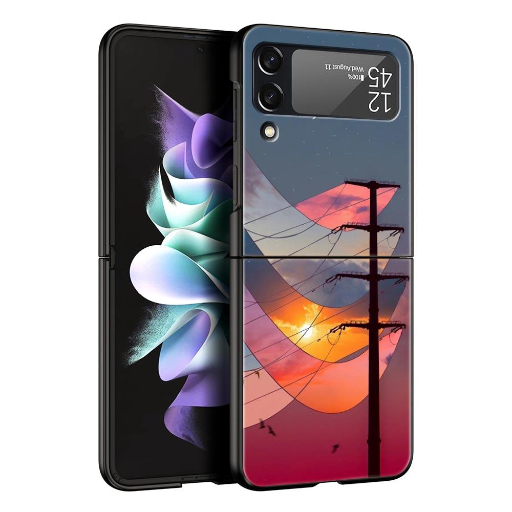 cute art pretty indie hot pink Phone Case For Samsung Galaxy Z Flip3 Flip4 Flip5 PC Shell For Z Flip 3 4 5 Hard Folding Cover