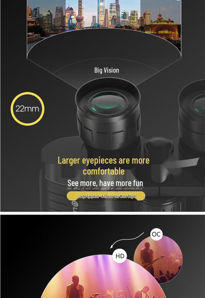 Leilong 12/10X50 Waterproof HD Night Vision Binoculars – High Magnification & Wide-Angle for Concerts and Outdoor Use