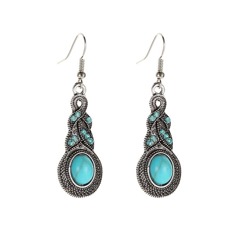 European Retro Blue Crystal & Turquoise Bohemian Earrings