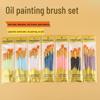 10-Piece Pearlescent Plastic Handle Oil Paint Brush Set for Watercolor and Fine Art