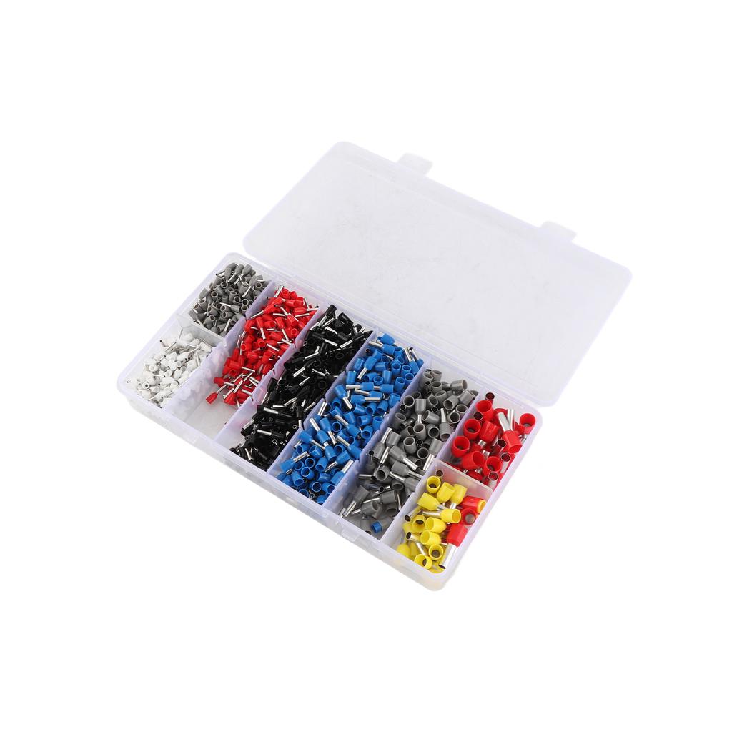 1250pcs HSC8 6 4A Tube Type Terminal Set White Black Red Blue Yellow Gray Mix Colors 0.25 10MM2 with Storage Case