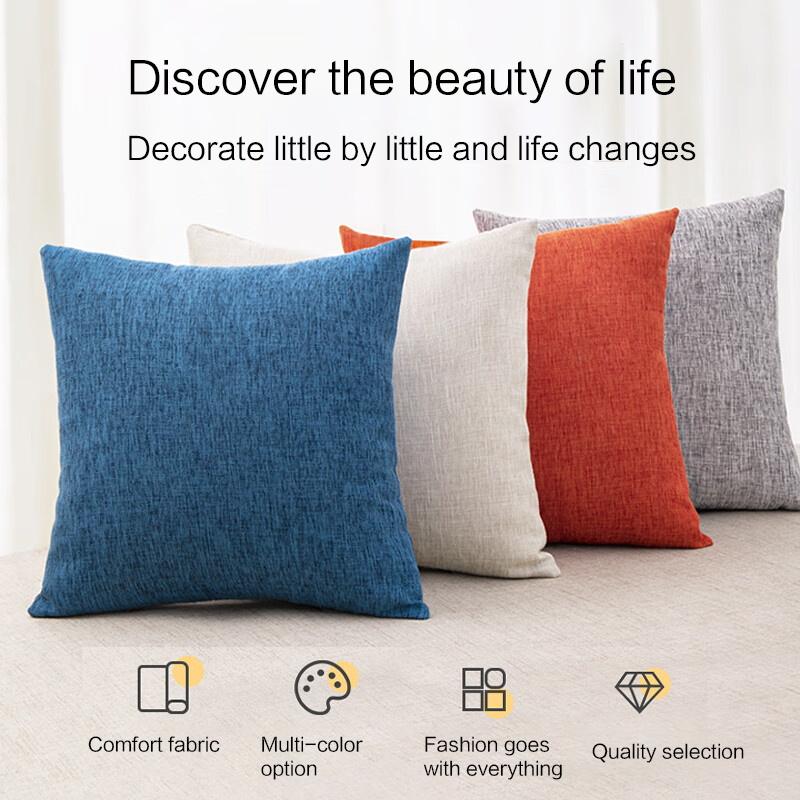 Solid Color Throw Pillow Cover 30X50/40X4045X45/40X60/50X50/55X55/60X60 Cozy Linen Home Bedroom House Office Square Pillowcase