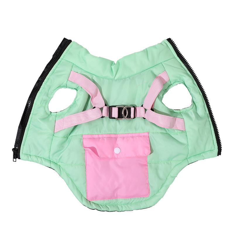 Cute Dog Clothes for Small Medium Dogs Warm Winter Pet Jacket with Harness Pocket Windproof Puppy Coat Pets Yorkshire Outfits