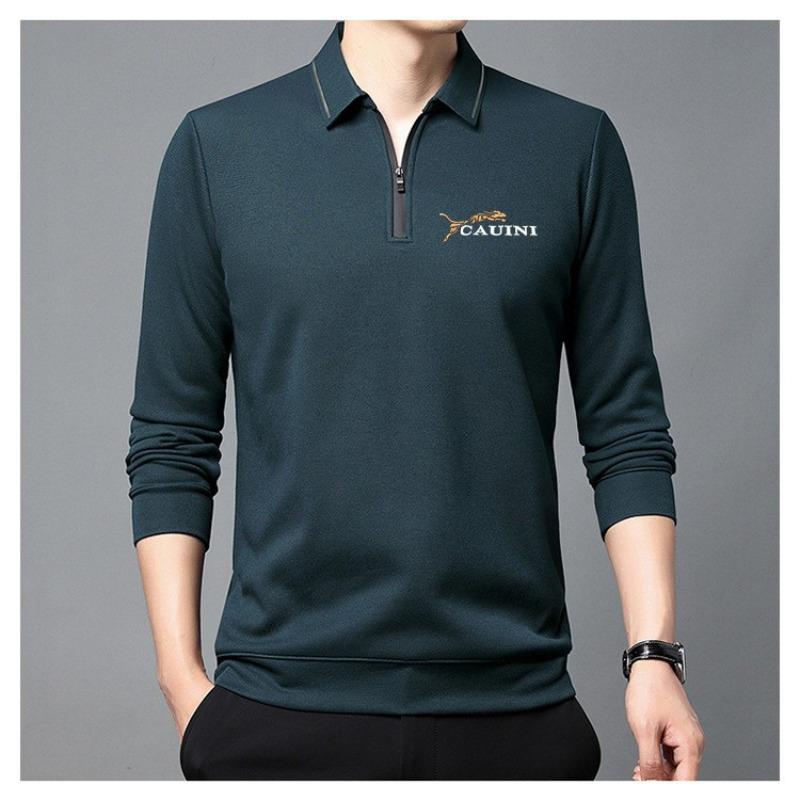 Рубашка поло на молнии. Осенне-зимняя футболка с флисовой подкладкой и отворотами — фото 3