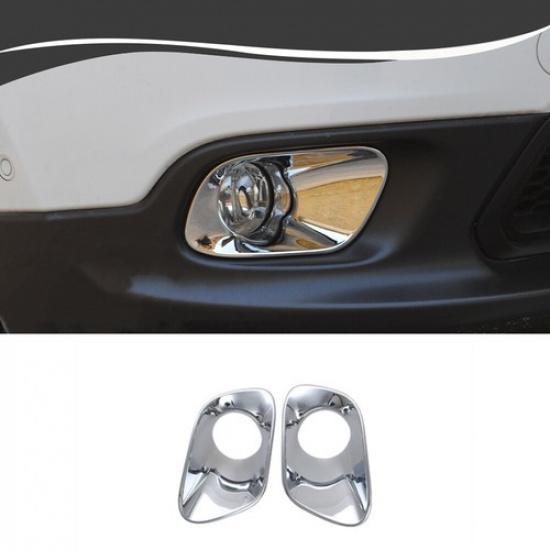 2pcs Chrome Front Fog Lamp Light Cover Trim Bezels For Jeep Cherokee 2014-2018