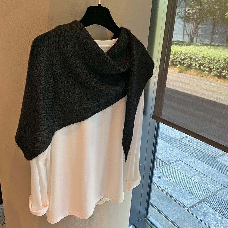 Solid Color Triangular Scarf, Brushed Shawl, Oversized Outer Layer, Autumn and Winter Korean Warm Triangular Scarf, Knitted Scarf