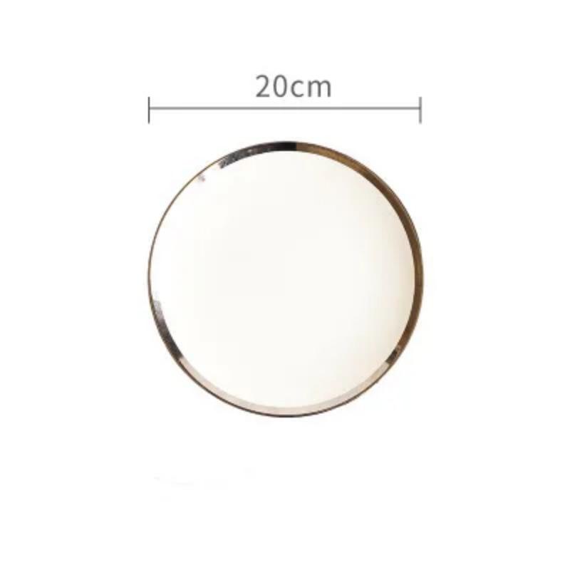 Ceramic Plate Round White Phnom Penh Silver 6/8/10Inch Edge Nordic El Bone Porcelain Western Snack Dish Home Kitchen Supplies
