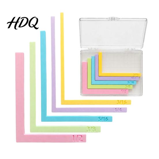 Scrapbook Paper Alignment Crafting Guides with Storage Case 5 Pcs Color-Coded L-Shaped Flat Border Guide Spacers Size Tabs for Card Making