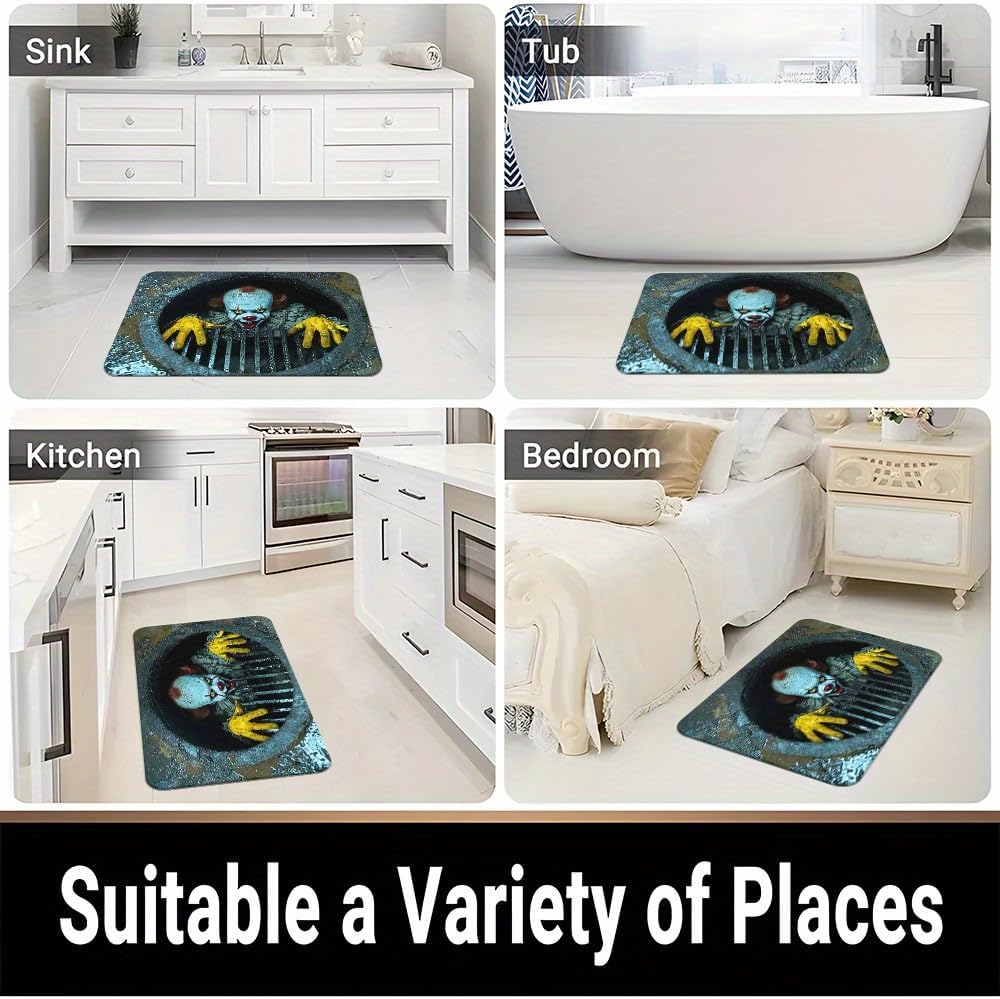 VIKAMA Halloween Horror Clown Doormat 3D Sewer Bathroom Kitchen Floor Mat Indoor Outdoor Entryway Rug Home Decor