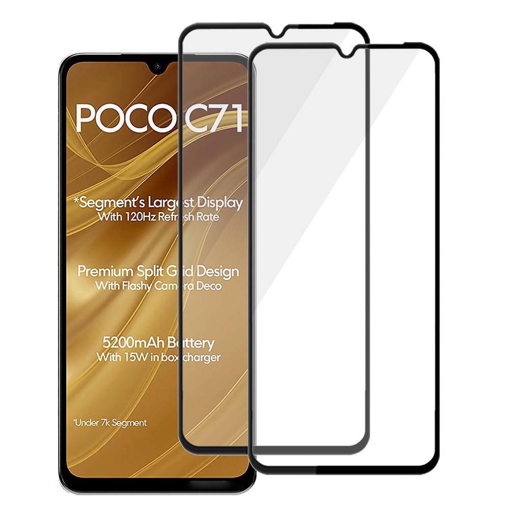 AMORUS 2Pcs Screen Protector For Xiaomi Poco C71 4G/C75 4G/5G/Redmi 14C 4G/14R 5G ,Shatterproof Silk Printing Tempered Glass Film